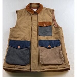 Sun & Stone Canvas Patchwork Utility Vest Men's Size M Corduroy Denim